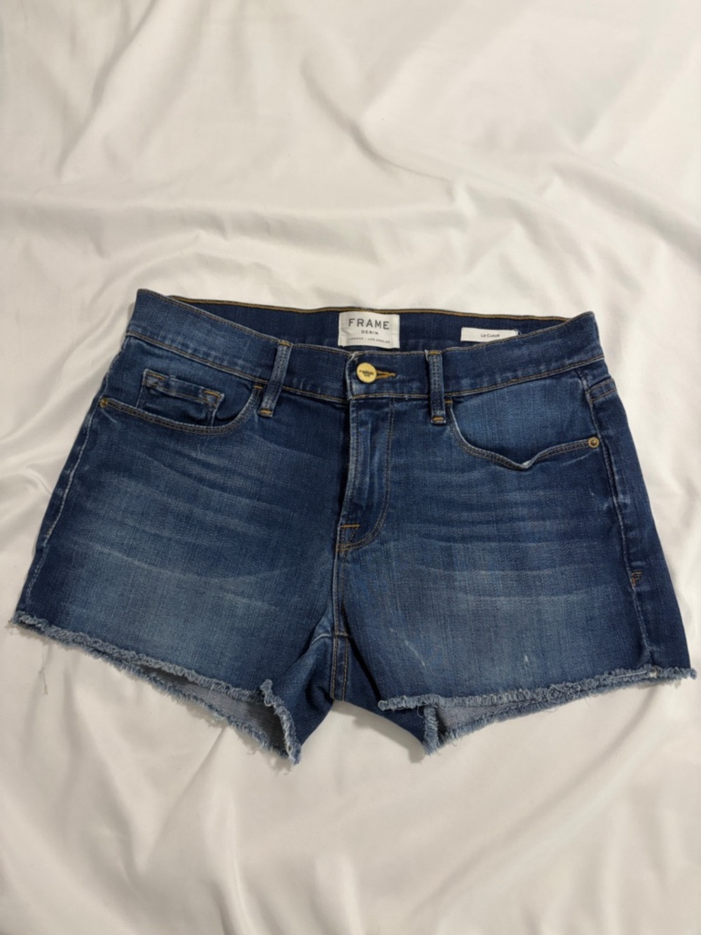 FRAME Denim Blue Le Cutoff Shorts